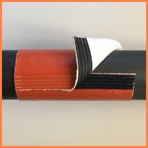 Firesleeve with hook loop closure for wire cable hose protection