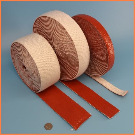 Firesleeve tape silicone rubber 1 side coated knitted tape wire cable hose protection