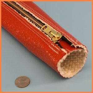 Firesleeve with zipper closure high temperature heat resistant
